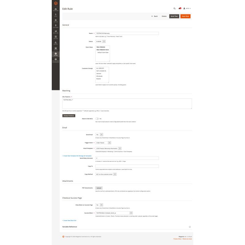 Product Messaging - admin rule edit form