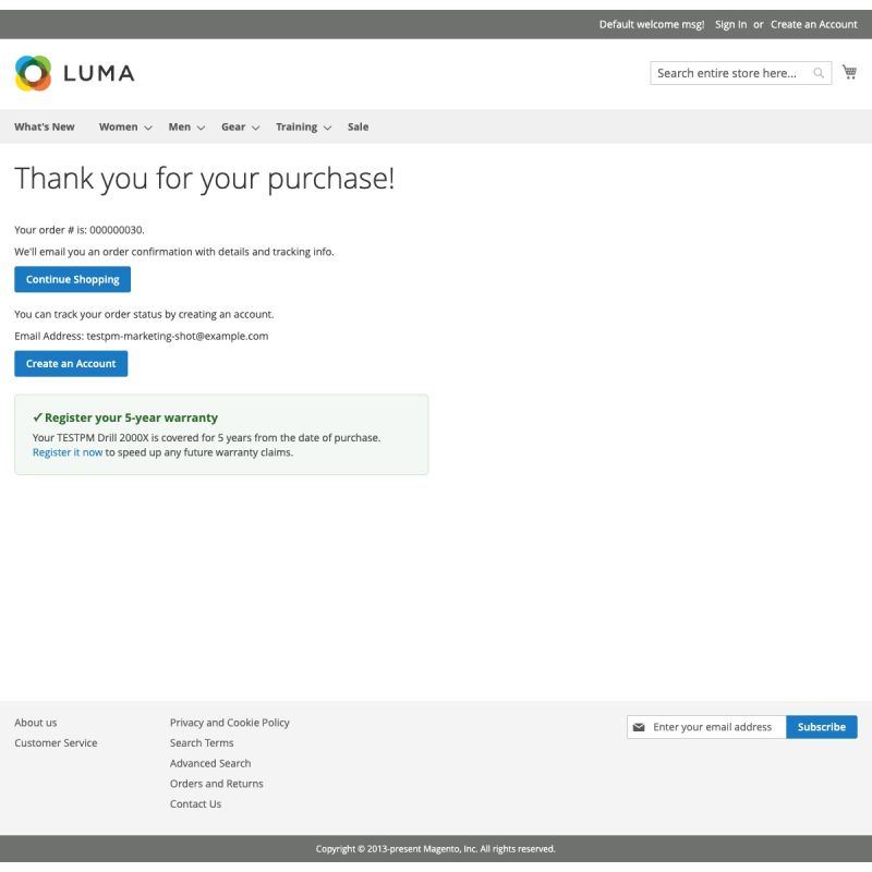 Product Messaging - checkout success page block