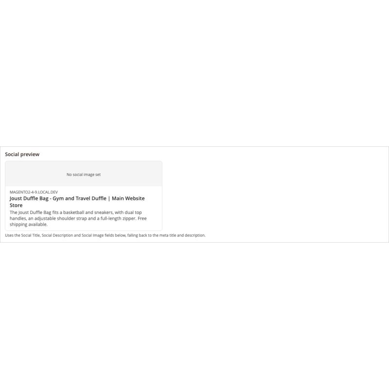 Social share preview built from the social overrides or the meta title and description