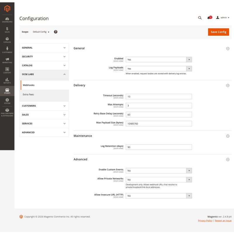 Store configuration